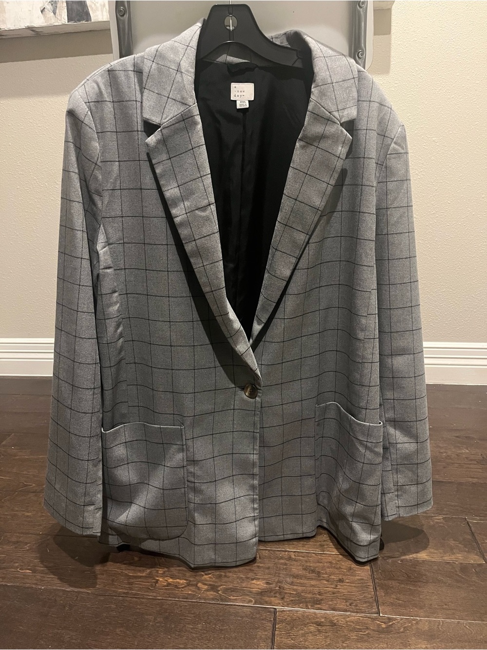 a new day Gray Windowpane Blazer